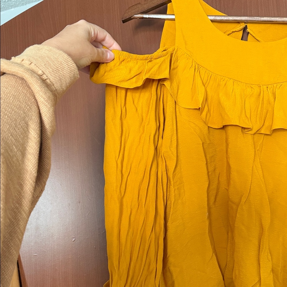 Maeve Ruffle Cold-Shoulder Tank Top - Mustard - Picture 2 of 4